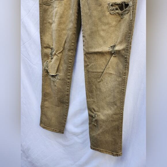 Free People Straight Crop Utility Jeans in Distressed Olive - Women's Size 2 - Picture 13 of 14